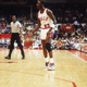 Michael Jordan in April 1985, wearing the Bulls’ home colors.
